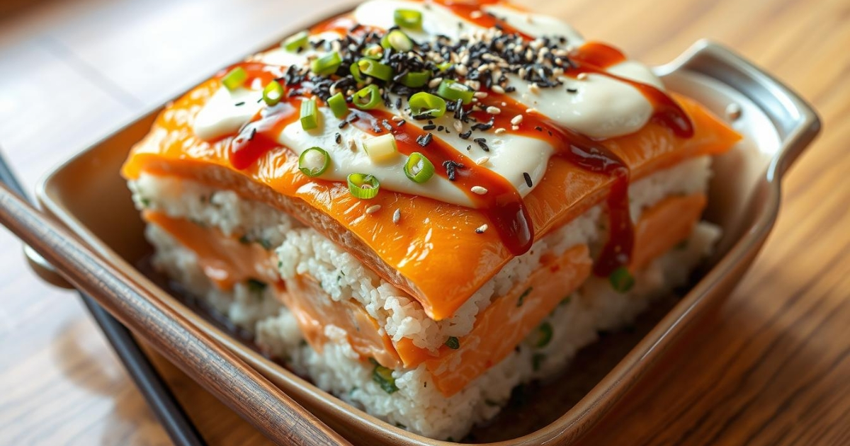 salmon sushi bake