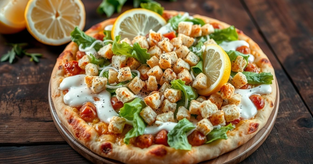 Chicken Crust Caesar Salad Pizza