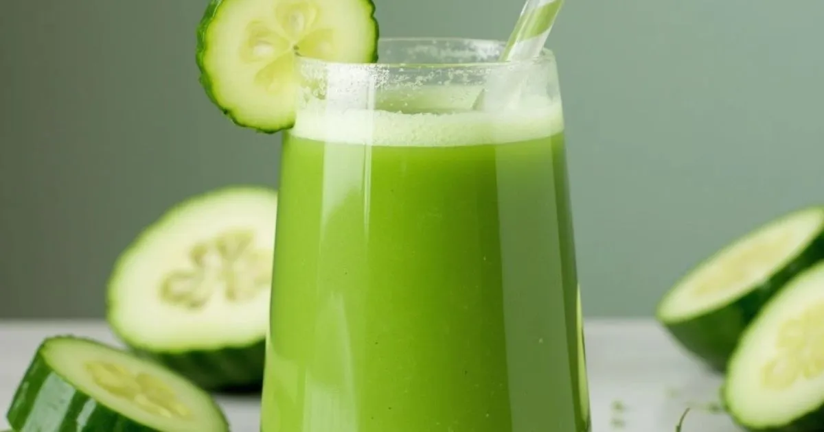 Refreshing glass of Cucumber and Lime Juice with mint leaves, served over ice in a clear glass.