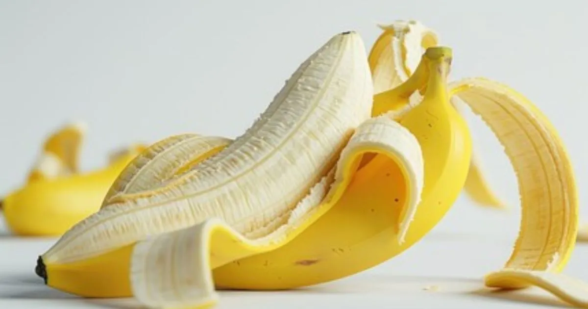 Banana peels stacked on a wooden surface, showcasing their natural texture and vibrant yellow color.