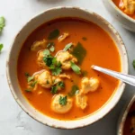 A bowl of Spicy Chicken Soup filled with tender chicken, vegetables, and aromatic spices.